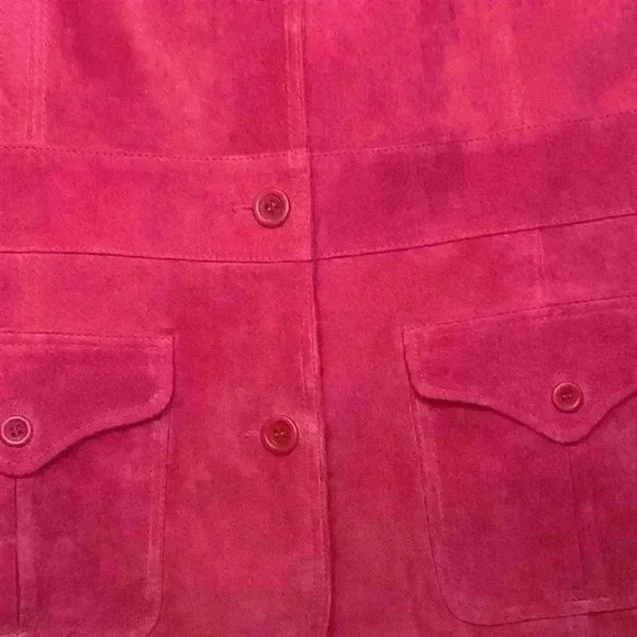 Liz Claiborne Pink Suede Leather Blazer Fully Lined Pockets Med Retail $249 - Picture 6 of 11